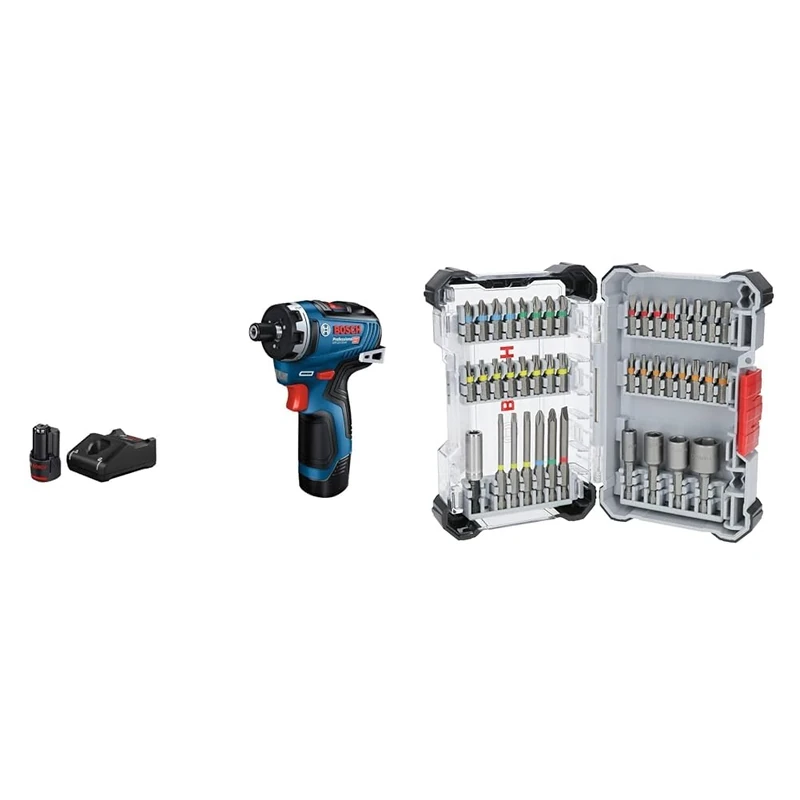 Bosch Professional 12V System GSR 12V-35 HX Cordless Drill/Driver (Incl. 2X 3.0 Ah Rechargeable Battery, GAL 12V-40 Charger) + 43x Extra Hard Screwdriver Bit Set (197 x 110.5 mm, Accessories)