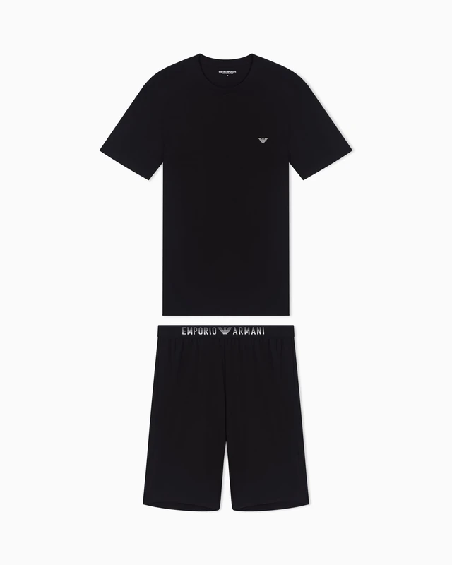 Emporio Armani Men's SOFT MODAL T-SHIRT+SHORTS PYJAMA Black M