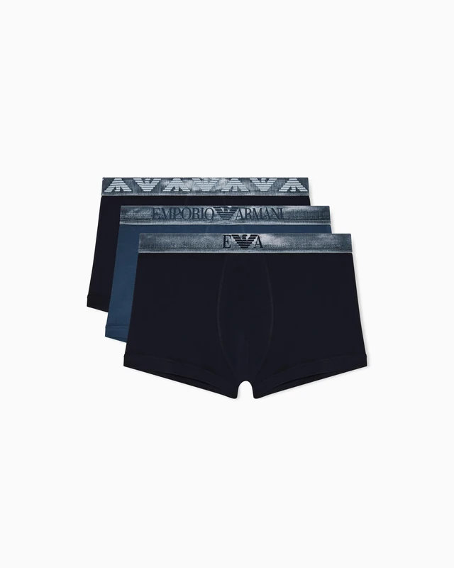 Emporio Armani Men's Shiny Logoband 3-Pack Trunk Blue S