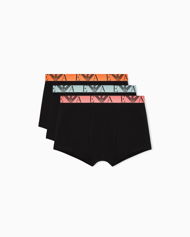 Emporio Armani Men's Bold Monogram 3-Pack Trunk Black L