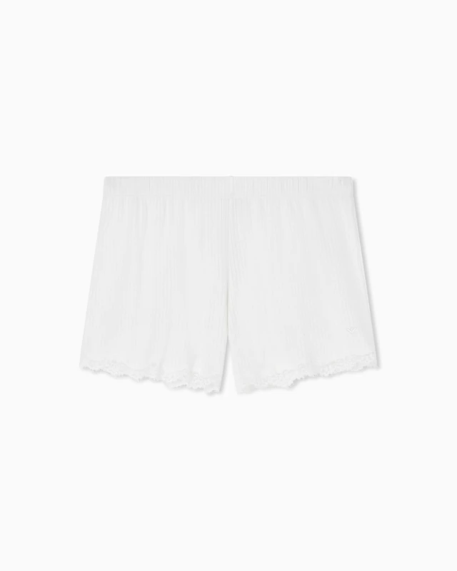 Emporio Armani Women's TEXTURED RIB PYJAMA SHORTS Beige M