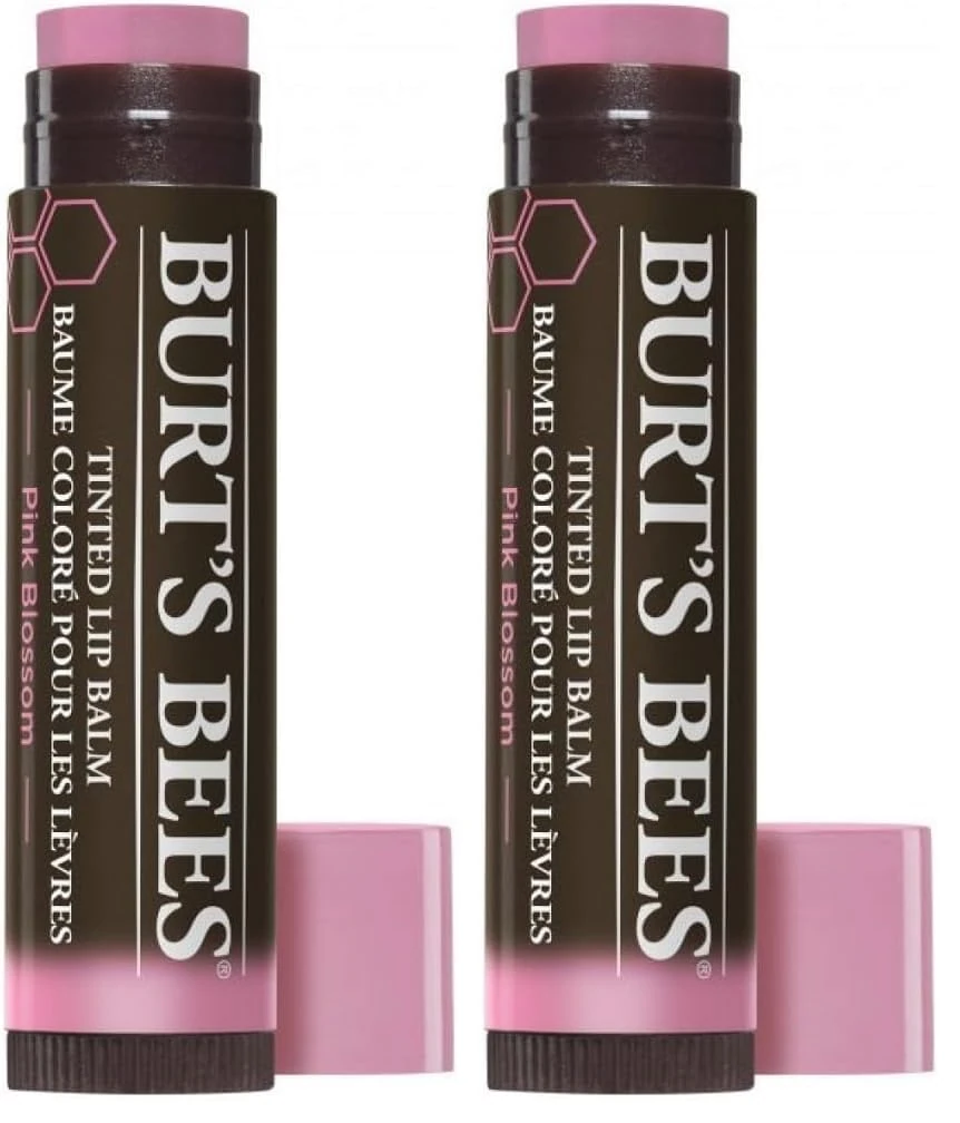 Burt's Bees Tinted Lip Balm Pink Blossom, Moisturising Lip Tint With Shea Butter, 100% Natural Origin, 4.25g (Packaging May Vary) (Pack of 2)