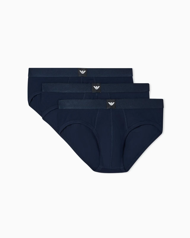 Emporio Armani Men's Essential LOGOLABEL 3-Pack Brief Blue M