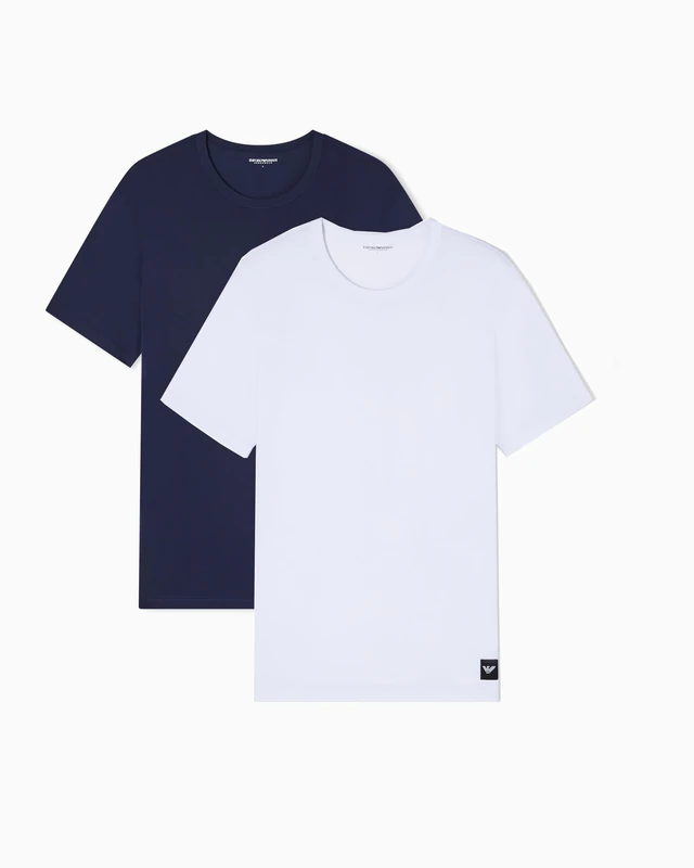 Men's Essential LOGOLABEL 2-Pack Crew Neck T-Shirt Blue XXL