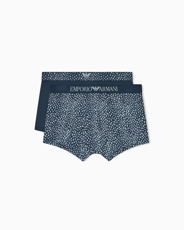 EMPORIO ARMANI Men's Pattern 2-Pack Trunk Blue S