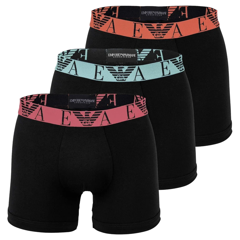 Emporio Armani Men's Bold Monogram 3-Pack Boxer Black S