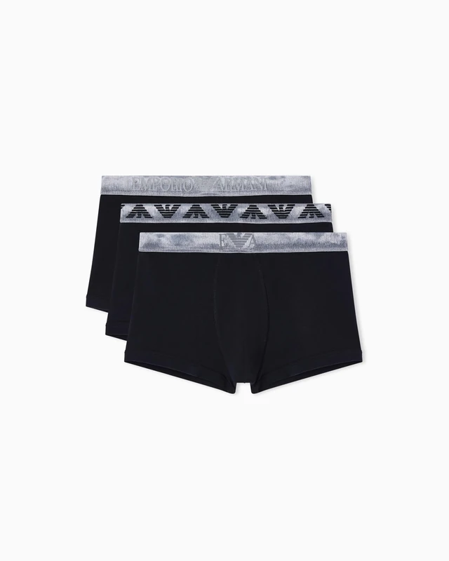 Emporio Armani Men's Shiny Logoband 3-Pack Trunk Black M - Image 1