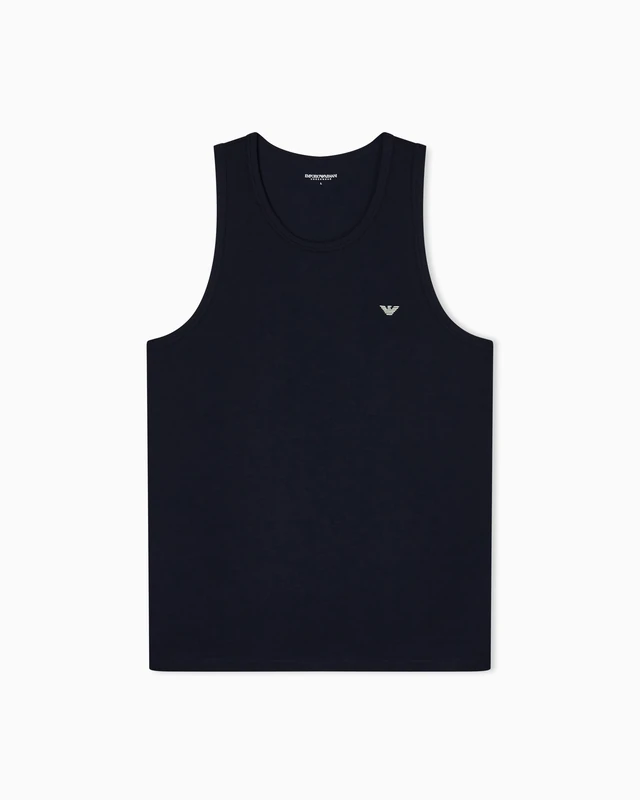 Emporio Armani Men's UNDERLINED Logoband Tank Blue S - Image 1