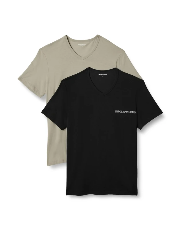 Emporio Armani Men's CORE Logoband 2-Pack V Neck T-Shirt Black L - Image 1