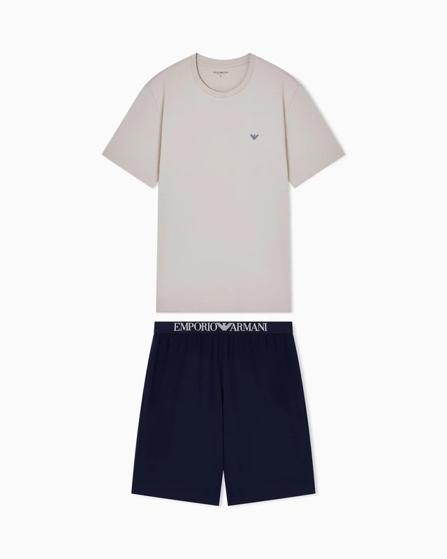 Emporio Armani Men's ENDURANCE T-SHIRT+SHORTS PYJAMA Beige XXL