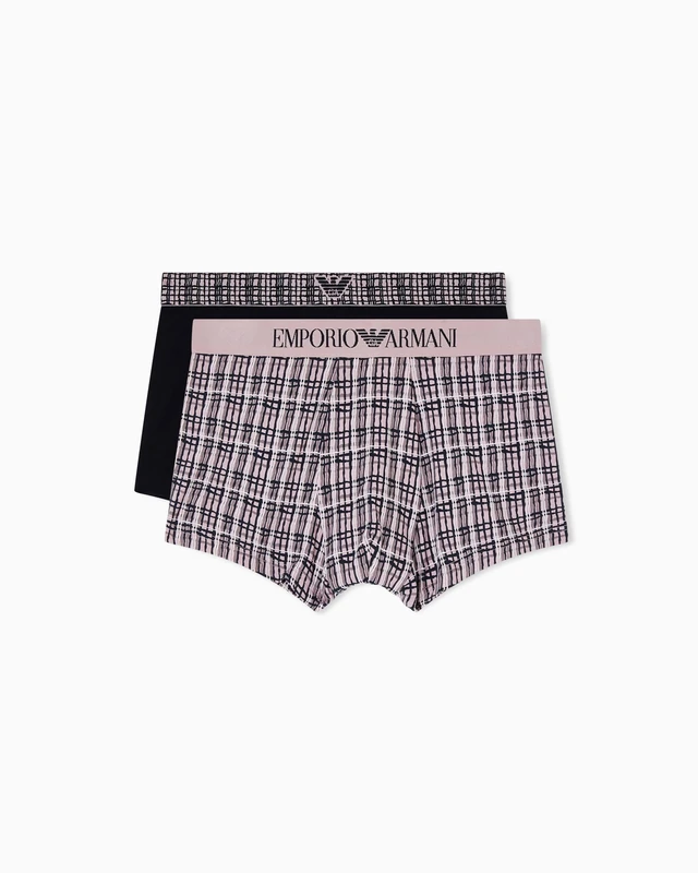 Emporio Armani Men's Pattern 2-Pack Trunk Brown M