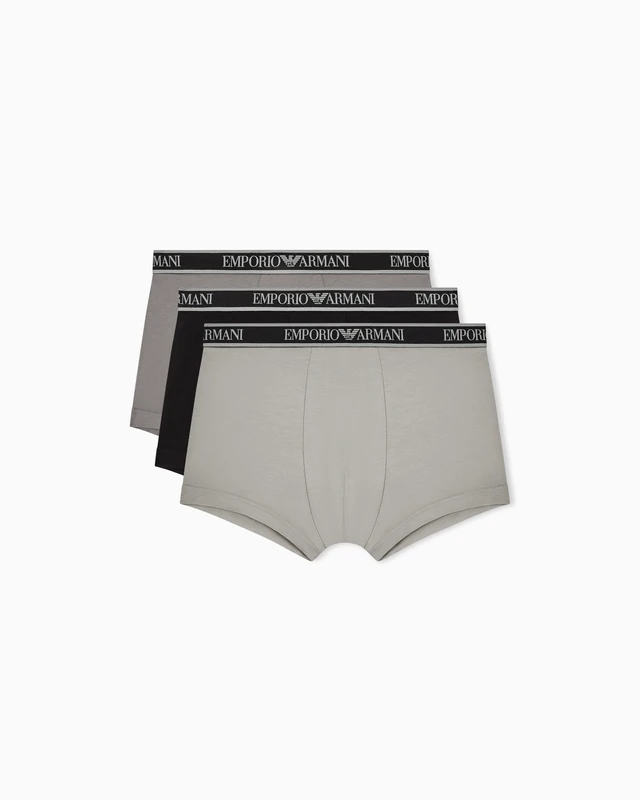 EMPORIO ARMANI Men's CORE Logoband 3-Pack Trunk Black L