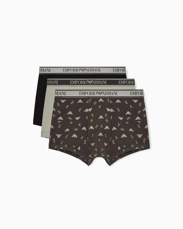 EMPORIO ARMANI Men's CORE Logoband 3-Pack Trunk Green S
