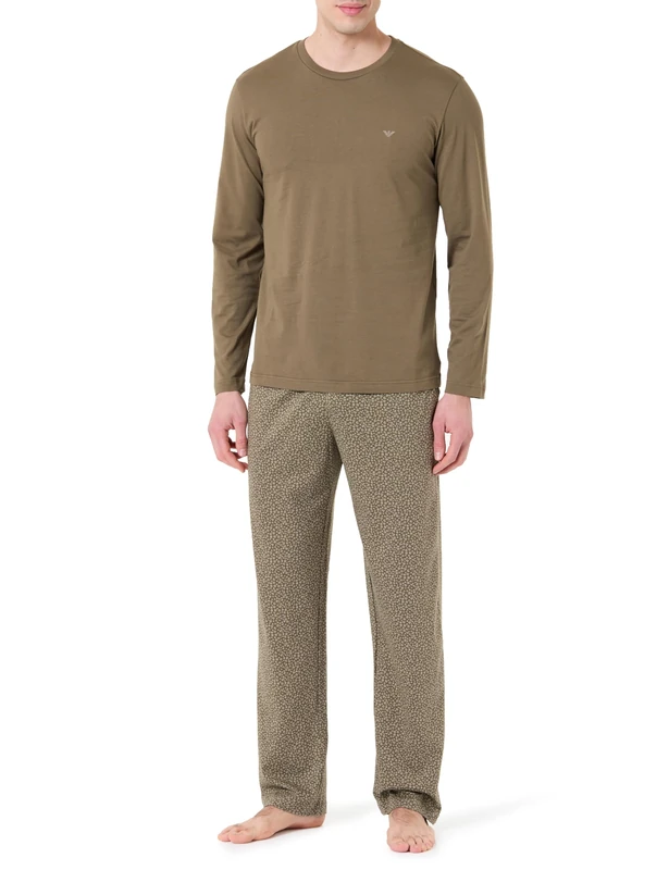 Emporio Armani Men's PATTERN L/S SHIRT+PANTS PYJAMA Green M