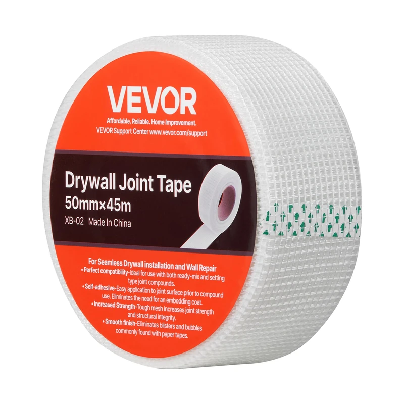 VEVOR Drywall Mesh Tape, 50mm W x 45m L Self-Adhesive Fiberglass Drywall Joint Tape, 36 Rolls Dry Wall Patch for Easy Sheetrock Ceiling Crack Repair, to Achieve Smooth Even Wall Surface