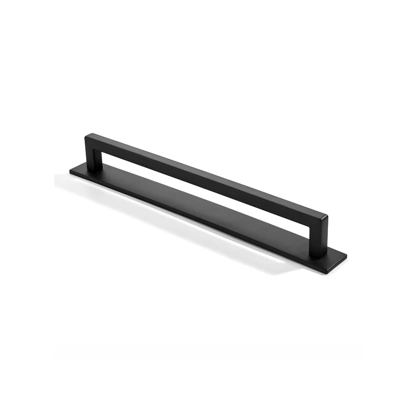 khtumeware 5 Pack 8 Inch Hole Center Matte Black Cabinet Pull with Backplate Solid Heavy-Duty Handles with Base Plate Cabinet Hardware Drawer Pulls Kitchen Cabinet