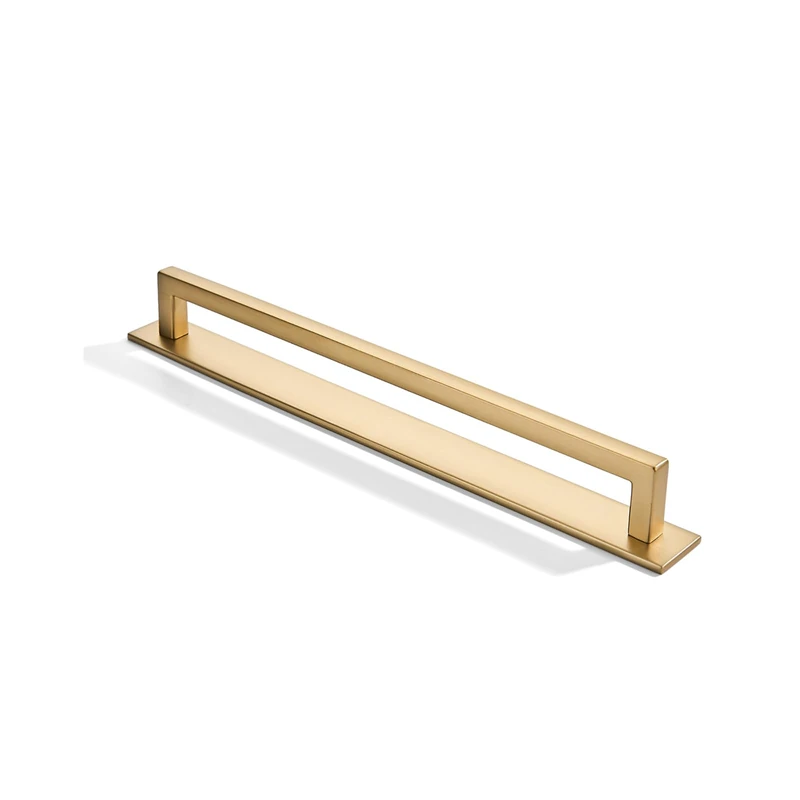 khtumeware 5 Pack 10 Inch Hole Center Brushed Brass Cabinet Pull with Backplate Solid Heavy-Duty Handles with Base Plate Cabinet Hardware Drawer Pulls Kitchen Cabinet