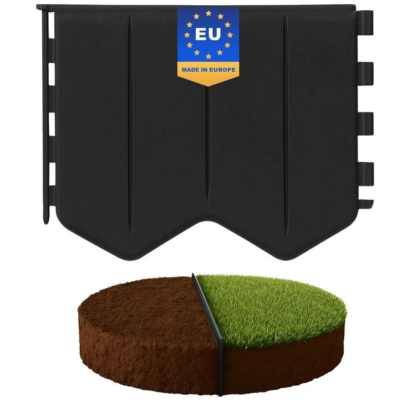 GARDENIX Easy to Install Lawn Edging Anthracite Plastic 20.6 m - Flower Bed Edging without Digging - Flower Bed Border Plastic Made of Recycled Material - Flexible and Durable, Made in the EU