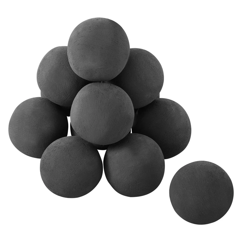 VEVOR Ceramic Fire Balls, 100 mm 12 Pcs Round Fire Stones, Reusable Lava Rocks Indoor and Outdoor Use, Decorative Fire Pit Rocks for Propane/Gas Fireplace, Stove, Courtyard, Camping, Black - Image 1