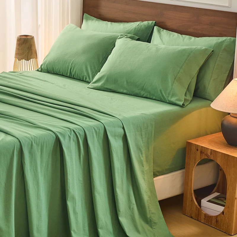 Bedlifes 100% French Flax Linen Sheets Set Queen Size - 6 Piece Extra Deep Pocket 18-24",Soft Breathable Queen Bed Sheets with Temperature Regulating & Moisture-Wicking(Sage Green