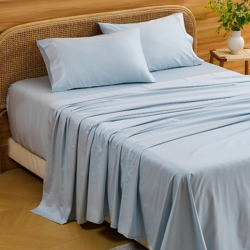 Bedlifes Deep Pocket Sheets 18-24 Inch, California King Size Egyptian Cotton 1000 Thread Count, 4-Piece - Fits Extra Thick Mattresses, Cooling & Breathable (Light Blue)