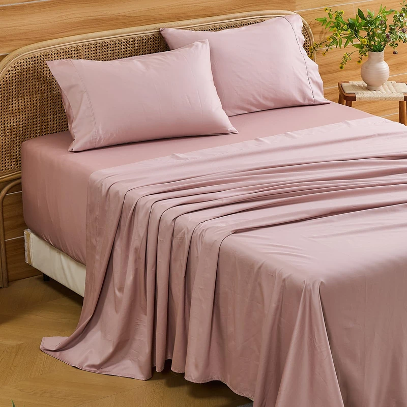 Bedlifes Deep Pocket Sheets 18-24 Inch, California King Size Egyptian Cotton 1000 Thread Count, 4-Piece - Fits Extra Thick Mattresses, Cooling & Breathable (Light Pink)