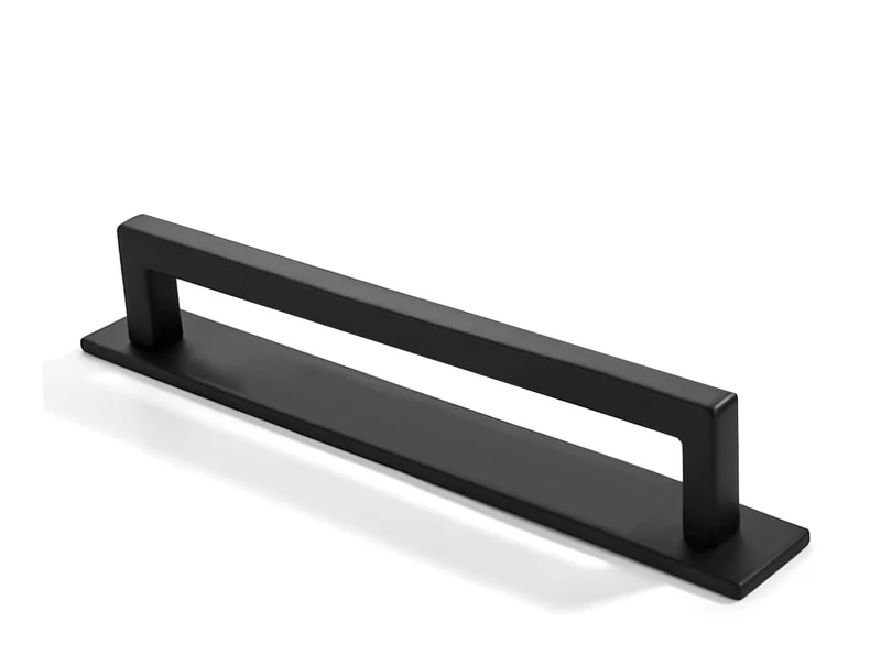 khtumeware 5 Pack 6-1/4 Inch Hole Center Matte Black Cabinet Pull with Backplate Solid Heavy-Duty Handles with Base Plate Cabinet Hardware Drawer Pulls Kitchen Cabinet