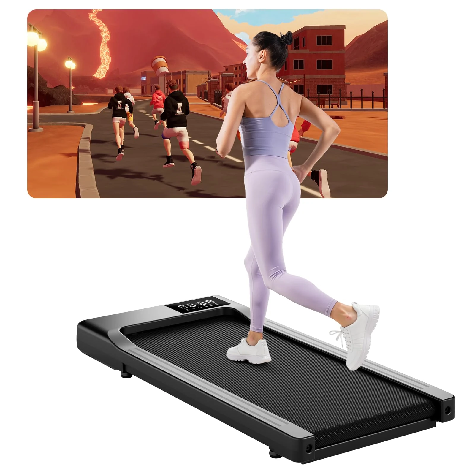 Superun Raceable Walking Pad with App Control, Under Desk Treadmill for Smart Devices with Training Courses and AI Training, Max 136KG 159KG Suitable for Heavy People, Door to Door Delivery