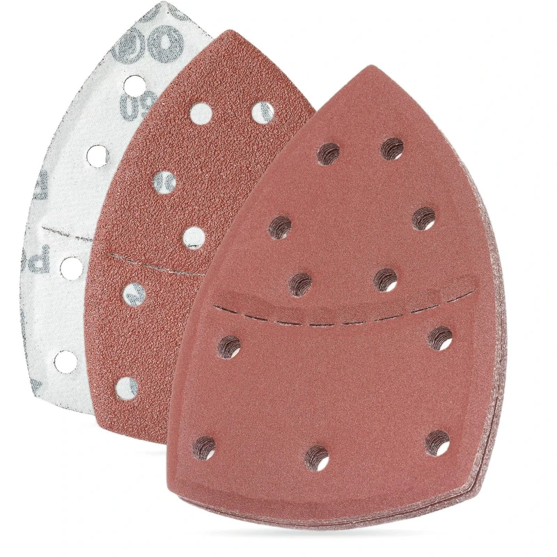 YoiYee Medium Grit Mouse Detail Sandpaper – 20pcs Triangle Sander Sheets (P60 to P220) – 11-Hole Hook & Loop Pads for Woodworking and Surface Prep