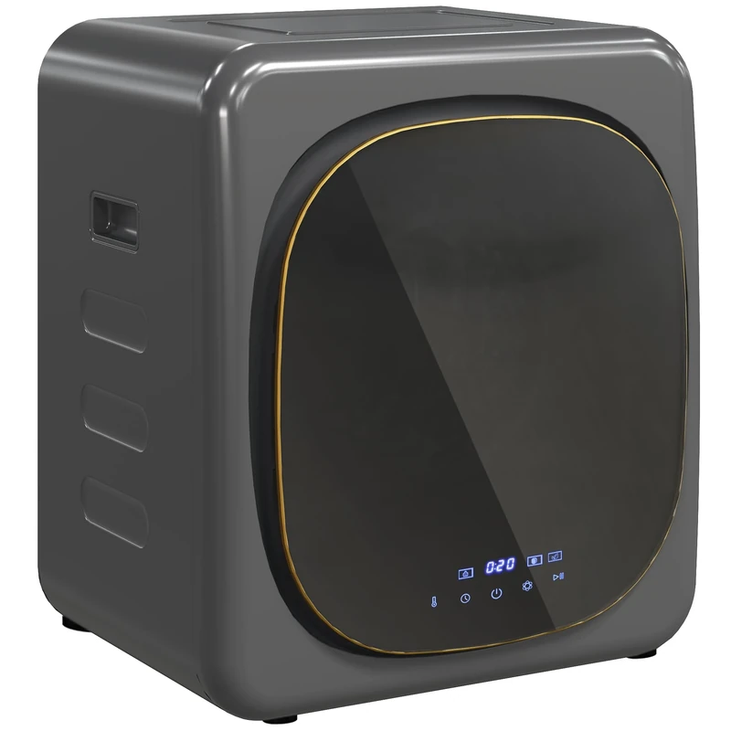 HOMCOM 4kg Vented Tumble Dryer with Deodorize, Smart Mode, 800W Compact Tumble Dryer with Stainless Steel Tub, Front Load, for Flat, Home, RVs, Grey