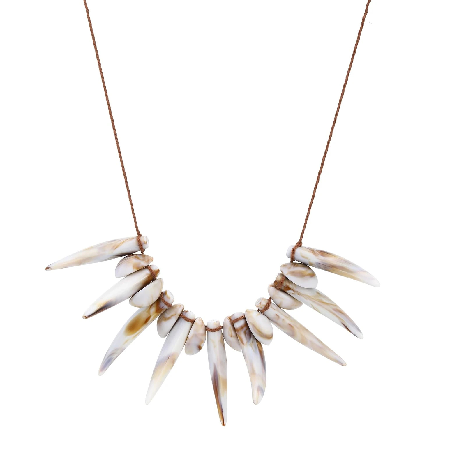 KURTCB Shark Tooth Seashell Necklace Hawaiian Tribal Ethnic Acrylic Wolf Teeth Necklace Polynesians Costume Cosplay Halloween, One Size, Metal, No Gemstone