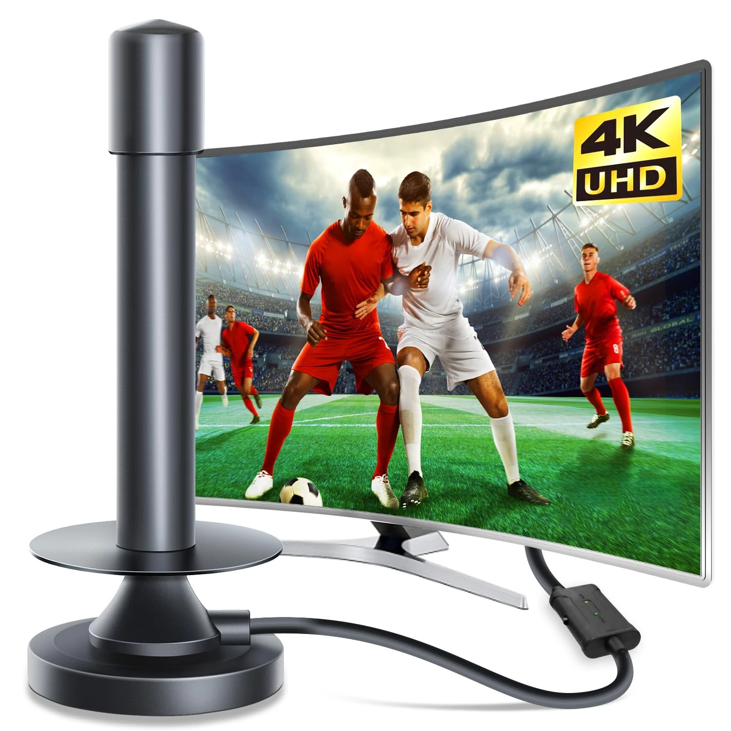 TV Aerial - Indoor TV Aerial for Smart TV with Signal Booster - Digital Aerial for Freeview 280+ Miles Long Range Support 4K 1080P (NY-Black)