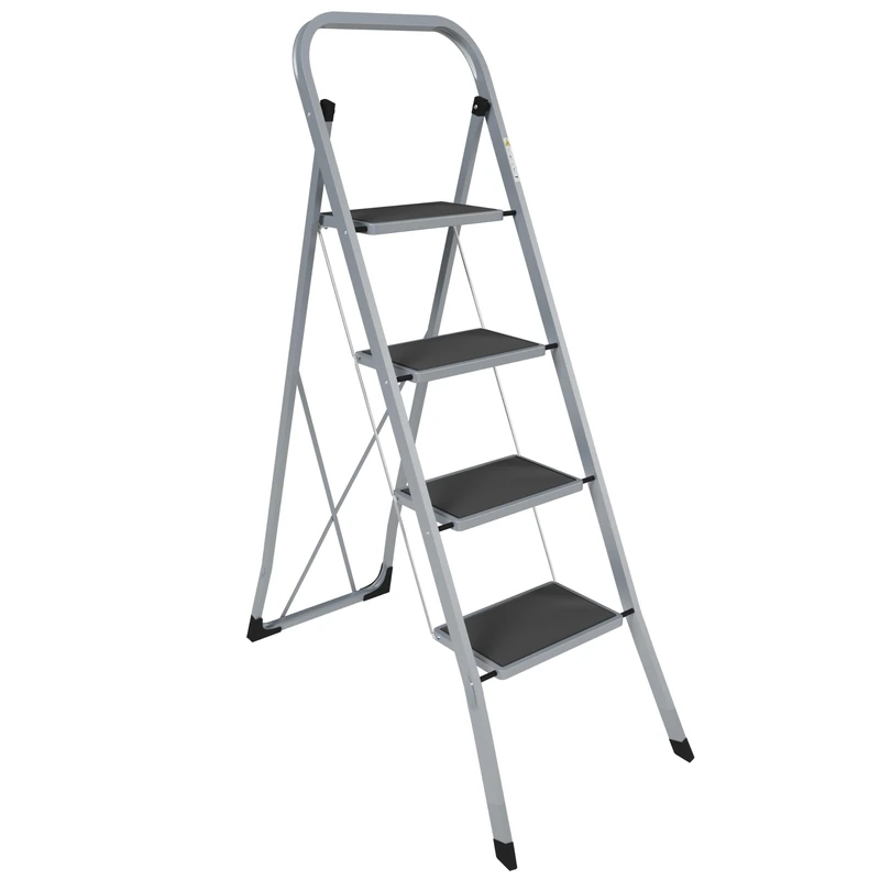 Home Vida 4 Step Ladder - Heavy Duty Steel Folding Ladder