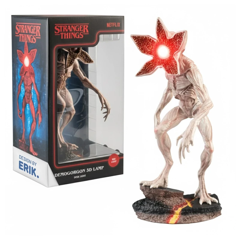 Grupo Erik Rechargeable Lamp - Stranger Things Merchandise | Battery Lamp Desk, Mood Light, Gaming Light | Demogorgon Figure, Stranger Things Gifts, Cool Room Decor, Halloween Lights