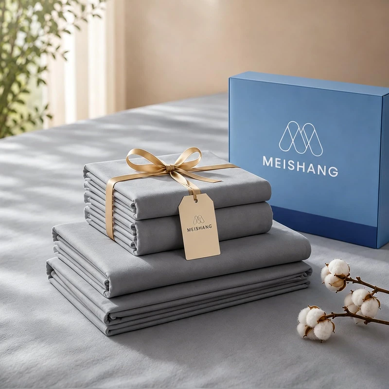 MEISHANG 1000 Thread Count Cotton Sheets Queen Size - 100% Egyptian Cotton, Sateen Weave, Ultra Soft & Breathable Sateen, 16" Deep Pockets - 4 Piece (Queen, Silver Grey)