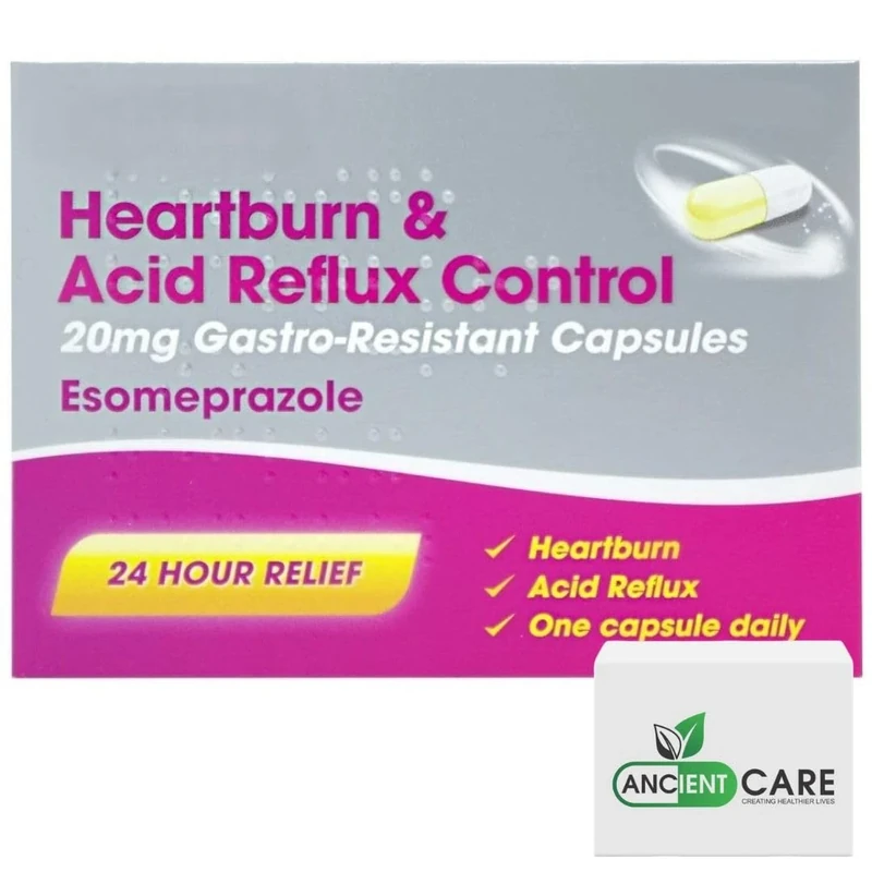 Esomeprazole 20mg Heartburn & Acid Reflux Control – 24-Hour Acid Reducer for Indigestion & Heartburn – Fast-Acting, Delayed-Release Capsules – Reduces Stomach Acid 14 Count