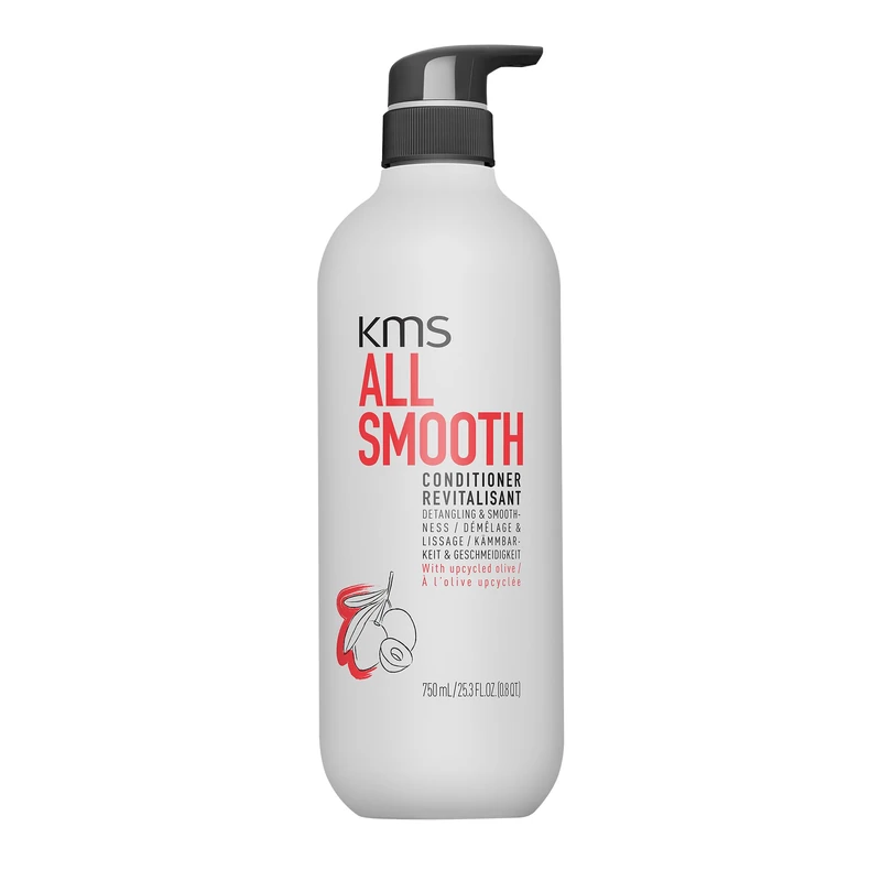 KMS AllSmooth Conditioner, for All Hair Types, Reduces Frizz And Flyaways, With Upcycled Olives, Vegan formula, Peta Approved, 750ml