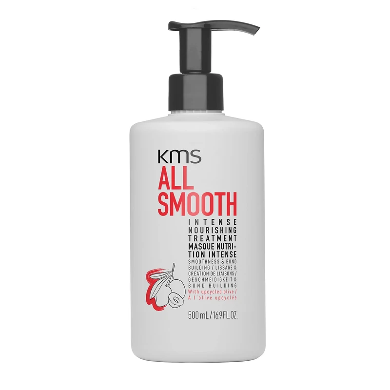 KMS AllSmooth Intense Nourishing Treatment, for All Hair Types, Up to 50% Smoother Hair, Bond Building formula, Strengthens And Nourishes Dehydrated Hair, With Upcycled Olives, 500ML