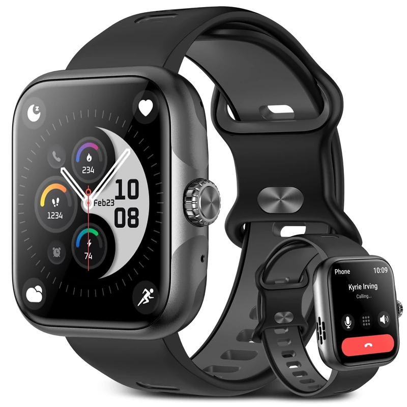 anyloop Smart Watch for Men Women,Answer/Make Calls,GPS Built-in,[1.78" AMOLED Touchscreen] Fitness Tracker Watch,Heart Rate Sleep Monitor,IP68 Waterproof,Smart Watch for Android iOS (Greyish Black)