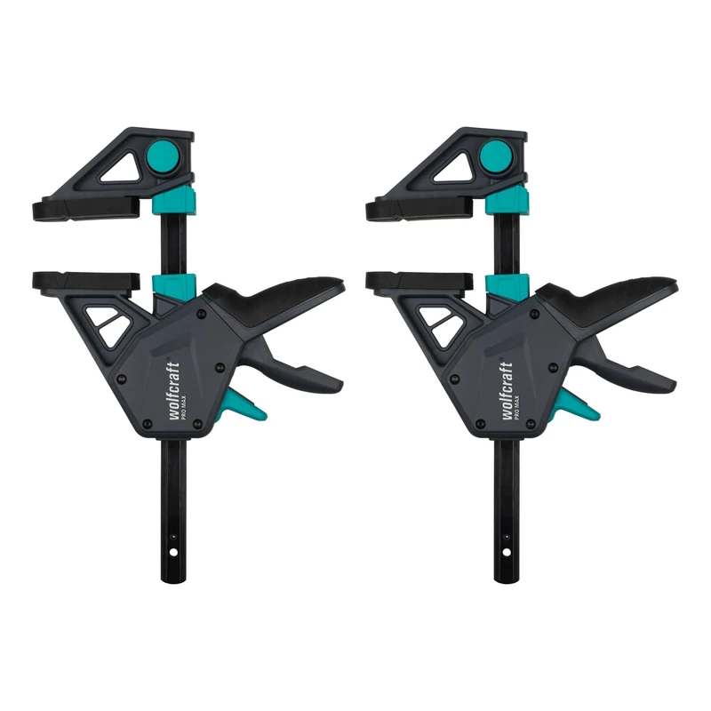 wolfcraft 2 one Hand Clamps PRO MAX I 8665060 I 250 kg Clamping Force for The Highest Professional Demands I high Holding Force I 150 mm Clamping Width I Made in Europe