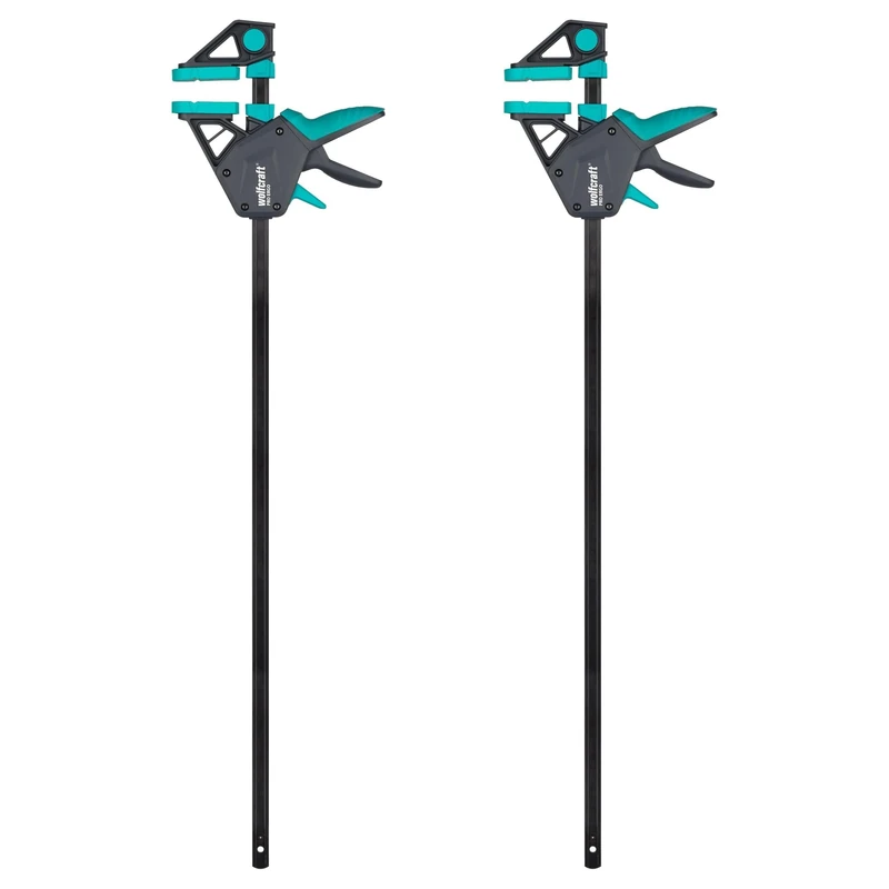 wolfcraft 2 one Hand Clamps PRO Ergo - Clamping Pressure 150 kg - 8677060 The Convenient clamp for All-Round use - 700 mm Clamping Width - Made in Europe