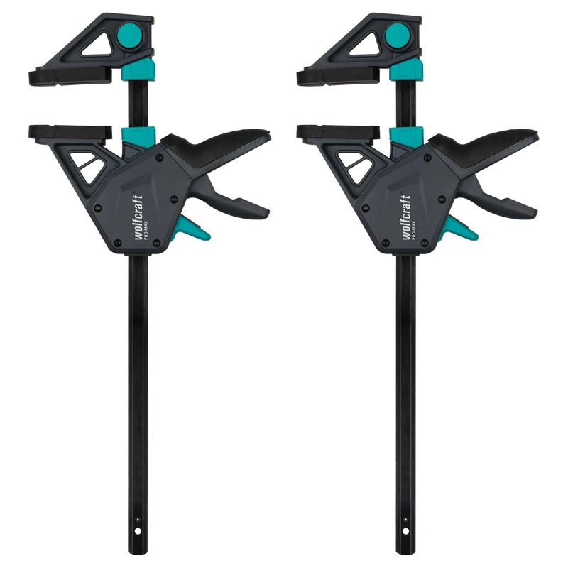 wolfcraft 2 one Hand Clamps PRO MAX I 8666060 I 250 kg Clamping Force for The Highest Professional Demands I high Holding Force I 300 mm Clamping Width I Made in Europe