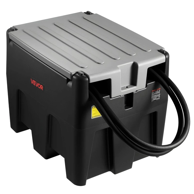 VEVOR Portable Diesel Tank, 58 Gallon Capacity & 10 GPM Flow Rate, Fuel Tank with 12V Electric Transfer Pump and 13.1ft Rubber Hose, PE Diesel Transfer Tanks for Easy Fuel Transportation, Black