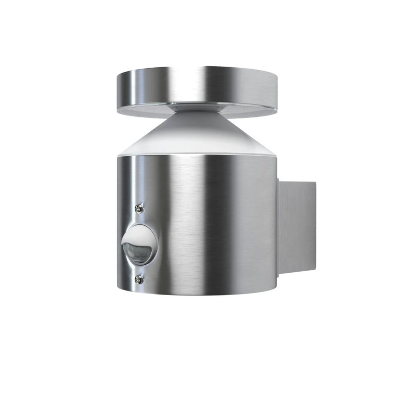 Osram Endura Style Cylinder Outdoor Wall Light with Sensor 150 mm, 3000 K, 660 Lumens, 6 W, Modern Design Stainless Steel, IP44 for Entrances and Facades