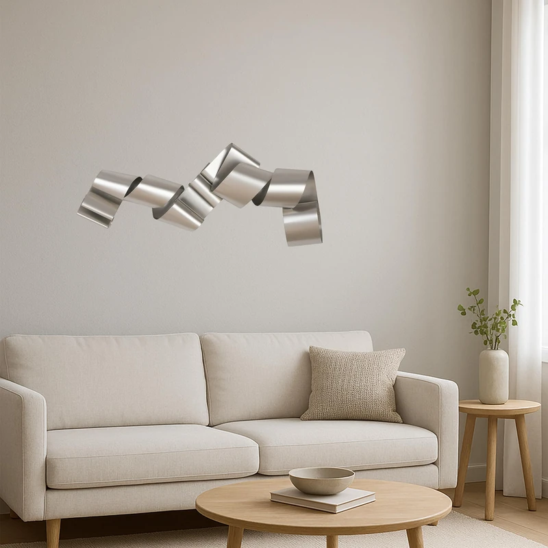 Casablanca modernes Design Twist Metal Wall Art Matt Champagne 28 x 75 x 14 cm