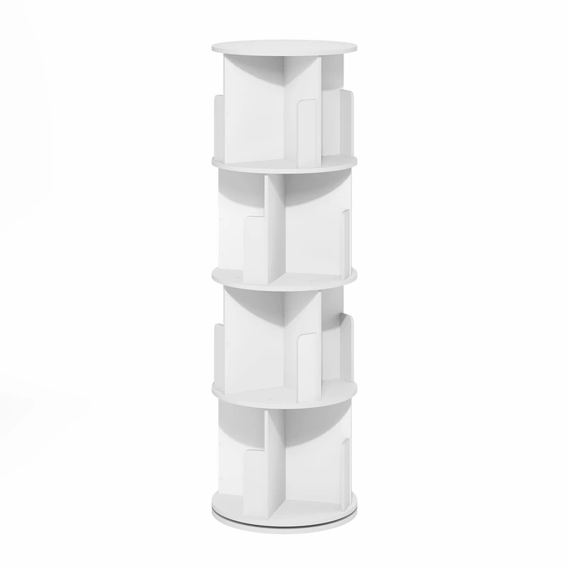 Furinno Daly 4-Tier Rotating 360 Display Bookshelf - White