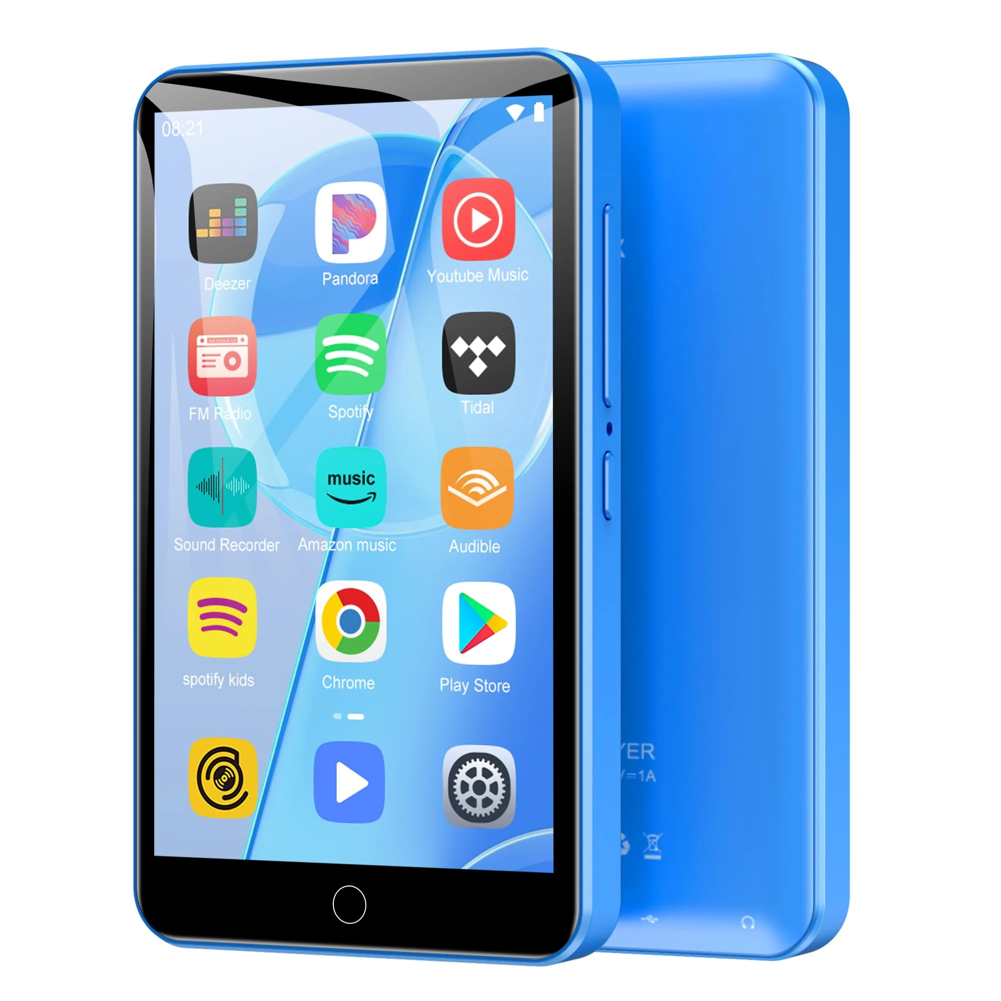 80GB MP3 Player with Bluetooth and WiFi, 4-inch Touch Screen mp3 Players with Bluetooth ， with Spotify, SpotifyKids, Audible, Andora, Amazon Player, MP4&MP3 Player up to 1TB (Blue)