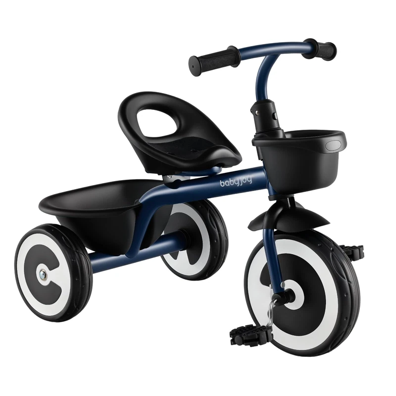 GYMAX Toddler Tricycle, 3 Wheel Kids Trike with Adjustable Seat, Front & Rear Storage Baskets and Heavy-Duty Carbon Steel Frame, Toddler Bike for Boys & Girls 1.5-5 Years Old