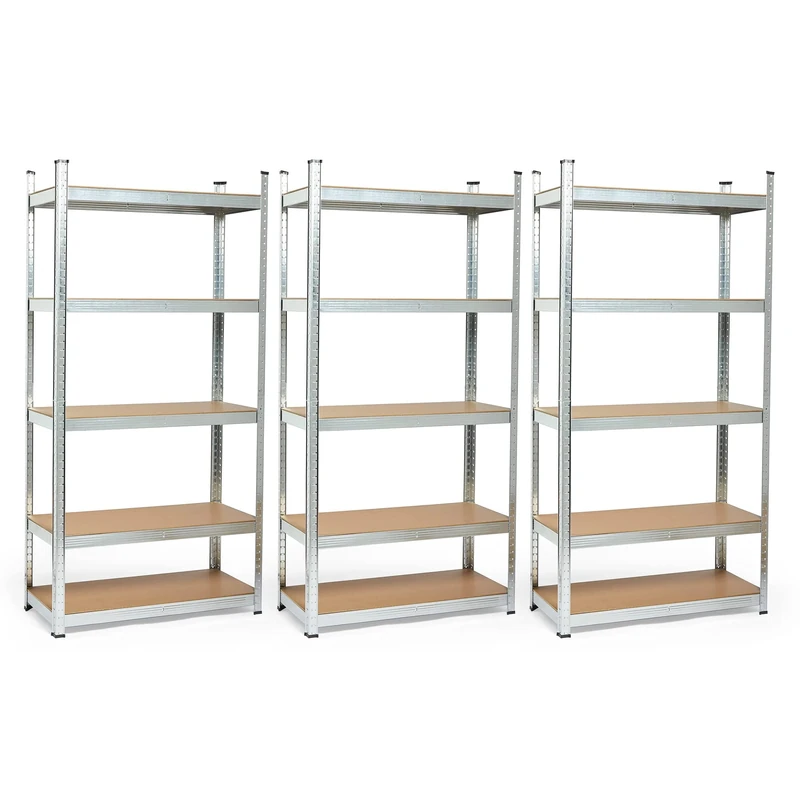 VonHaus Garage Shelving Units - Pack of 3, Heavy Duty Racking for Home, Office, Shed and Garage Storage - 5-Tier Shelving Units for Storage, 175kg Capacity Per Shelf - 1.8m