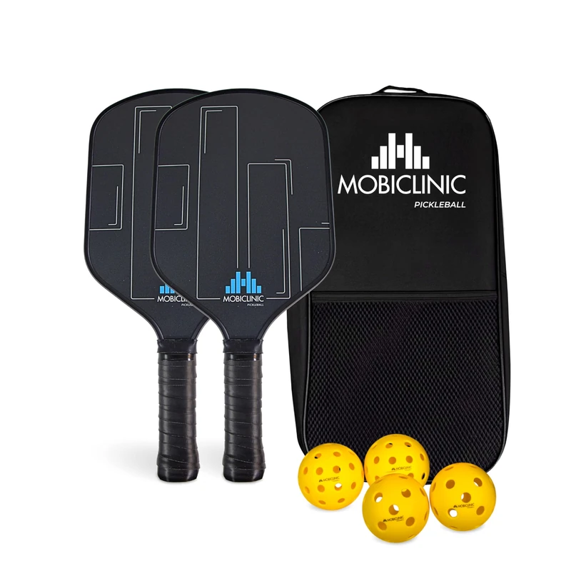 Mobiclinic®, Pickleball Set, 2 Fiberglass Paddles, 4 Indoor and Outdoor Balls, Carry Bag, Ergonomic Grip, Honeycomb Polypropylene Core, Mobiall, Non-Slip Grip